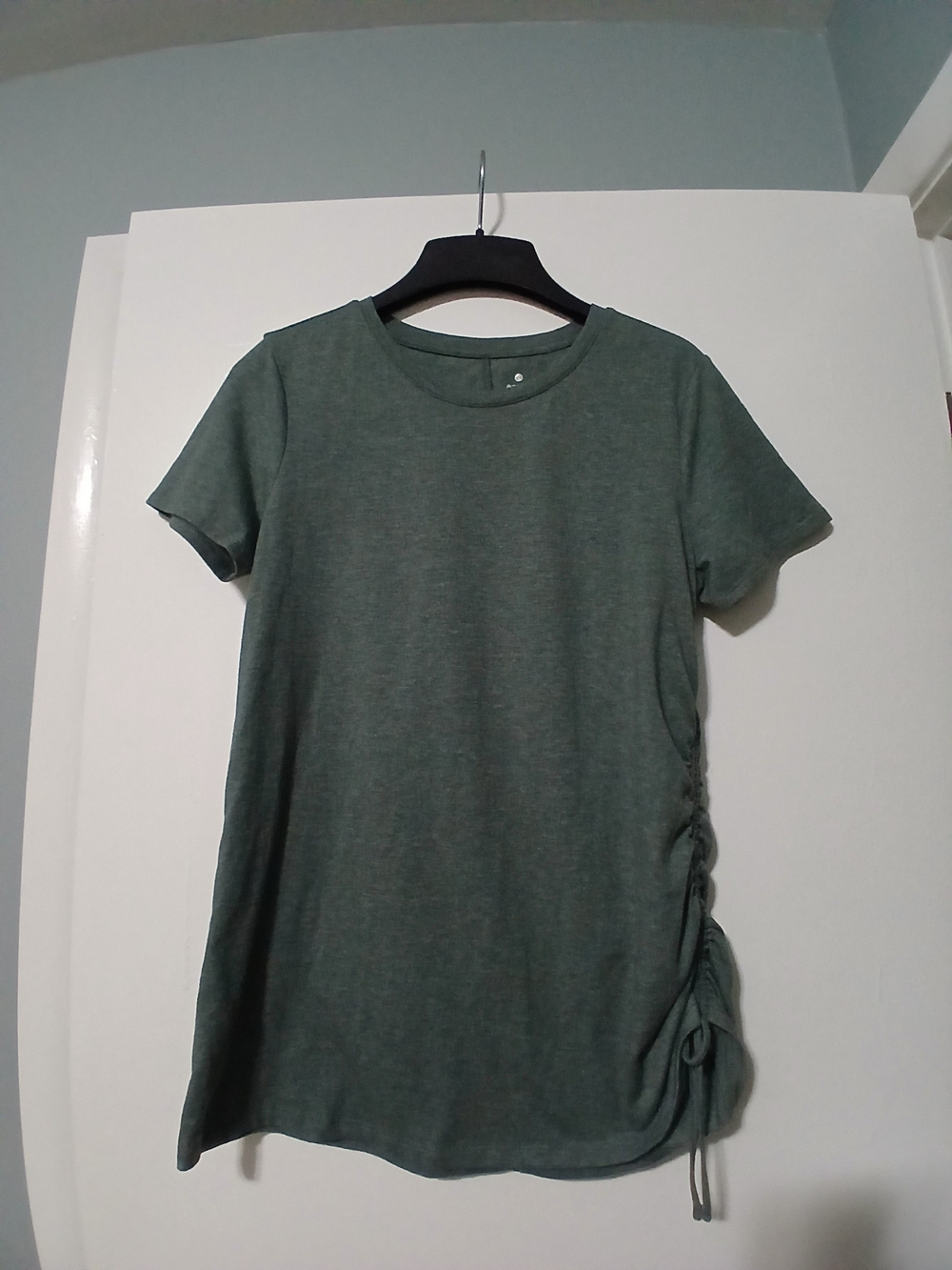 Apana Heathered Sage Short Sleeve Side-Ruched Tee
